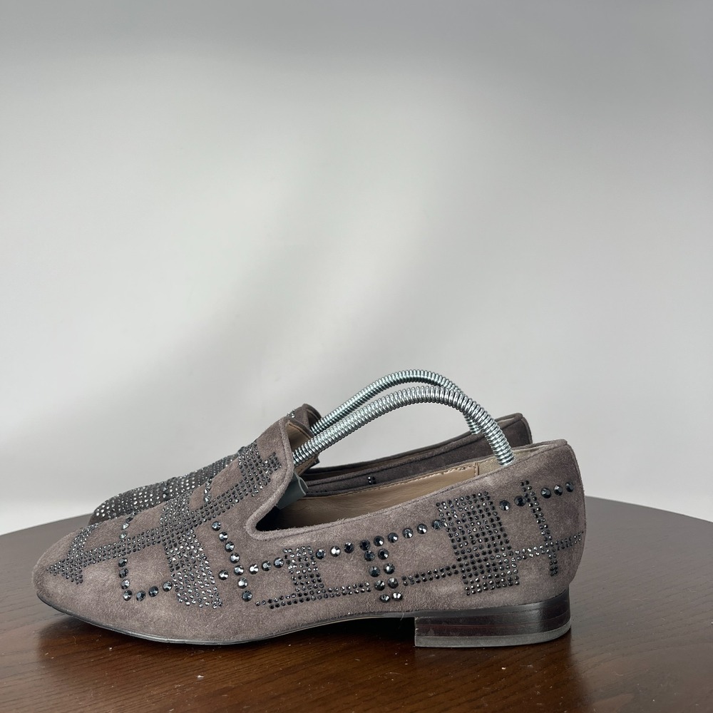 Donald Pliner‎ Libbisp Loafer Shoes Women's 7.5M Brown Embellished Rhinestone
